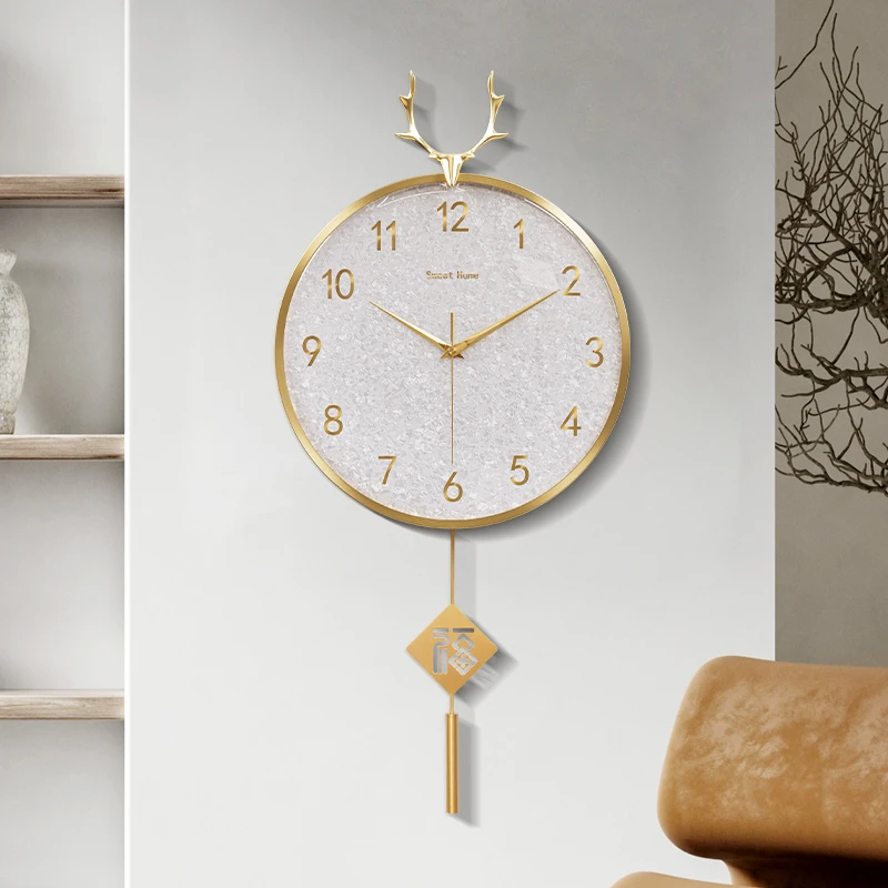 铜大师轻奢挂钟客厅现代简约网红家用时尚钟表北欧静音挂墙时钟
