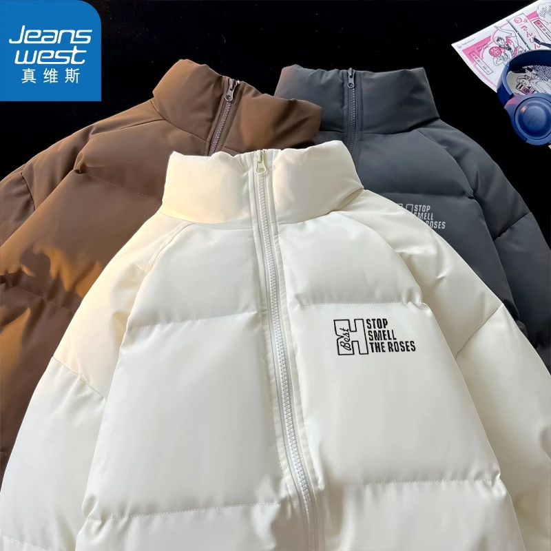 Jeanswest/真维斯简约设计感立领棉衣秋冬潮流高级感痞帅棉服外套