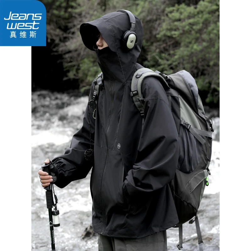 真维斯人生冲锋指南美式机能冲锋衣外套山系户外登山服春秋季宽松