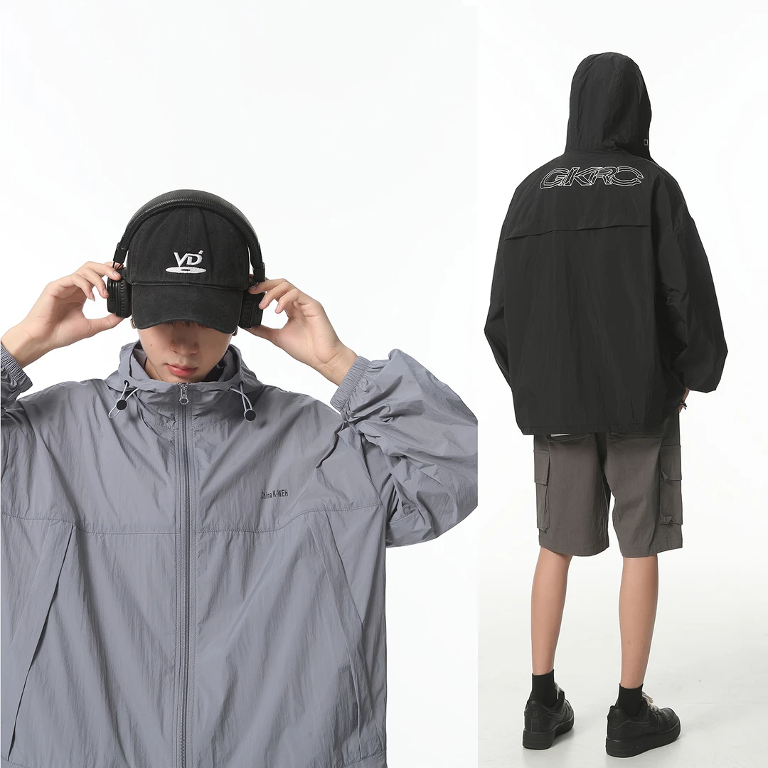 夏季防晒衣防紫外线户外轻薄透气薄款宽松连帽撞色冰感防晒服