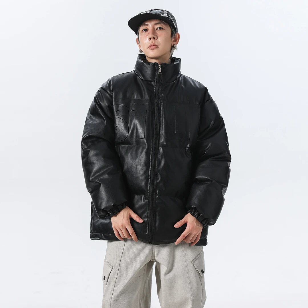 立领加厚钢印棉衣加厚外套男宽松保暖冬装皮棉服情侣百搭潮男生