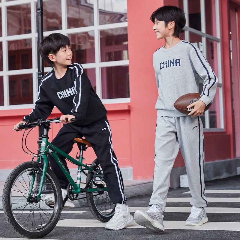 贵人鸟儿童套头针织运动加绒卫衣套装保暖74595502