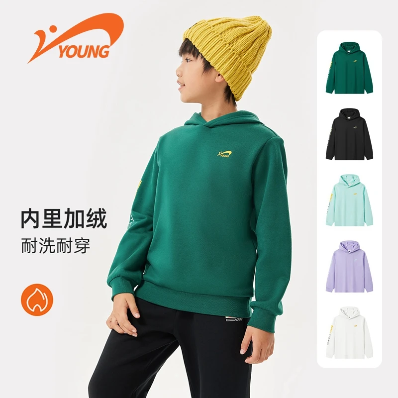 贵人鸟童装男女户外卫衣加绒连帽上衣保暖新款长袖运动潮73491935