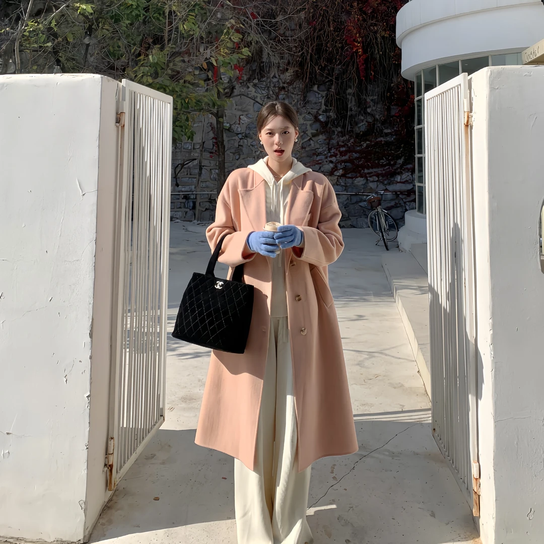 清 DH OFFICIAL 大花【韩素汐】小个子秋冬同款韩版时尚毛呢外套