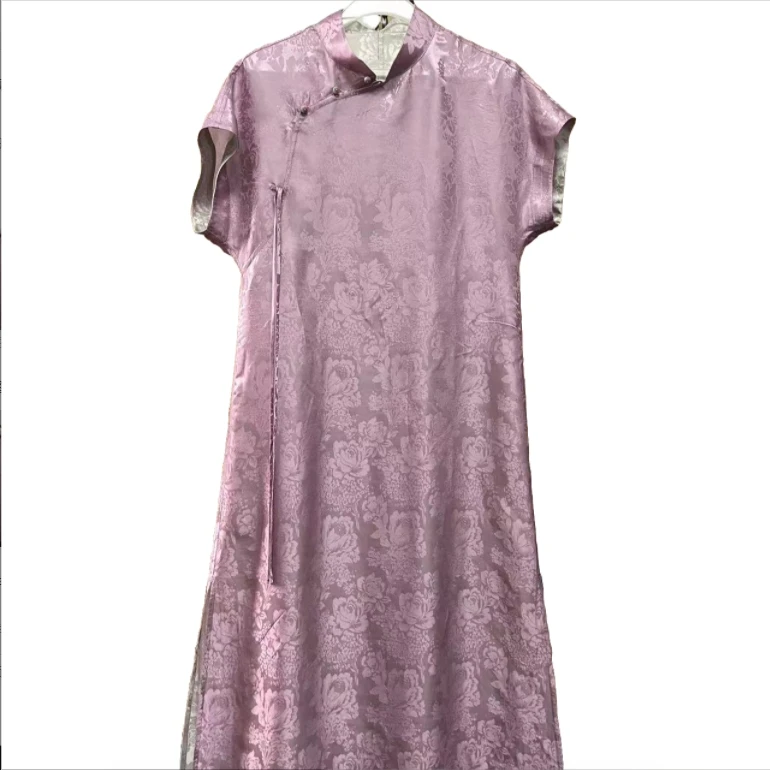 雅姿锦微瑕【紫罗兰】真丝桑蚕丝提花双面双穿连衣裙662119