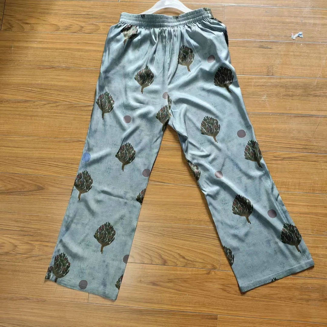 雅姿锦【蓝花】设计师新款米色休闲中国风单穿裤子60002