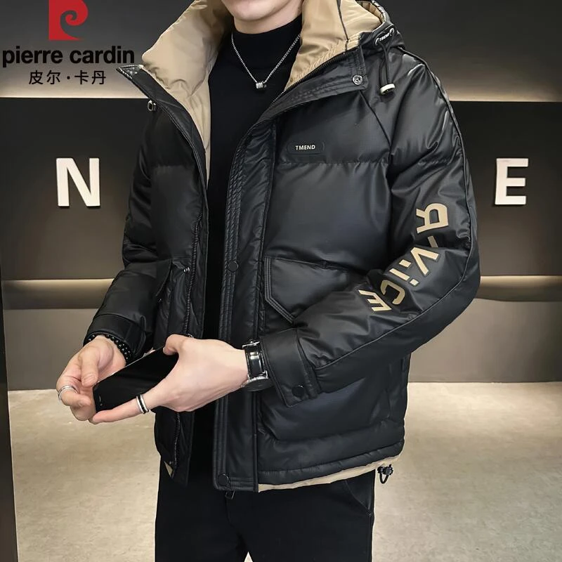 皮尔卡丹男士冬季新款棉服时尚百搭潮流男款连帽休闲保暖夹克外套