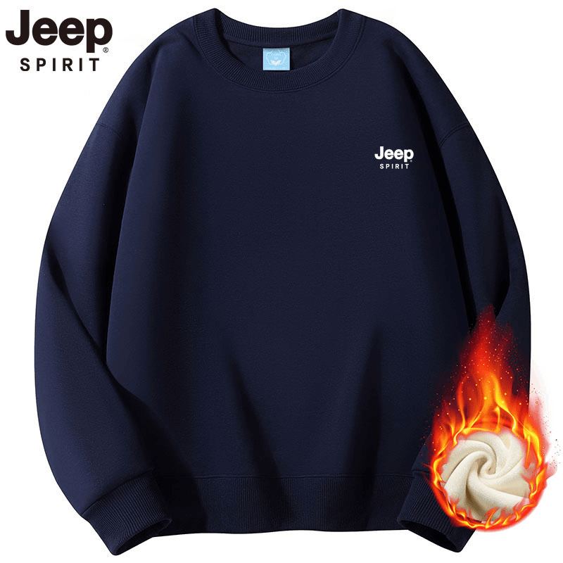JEEPSPIRIT吉普秋冬加绒休闲保暖圆领卫衣印花长袖百搭男士打底衫