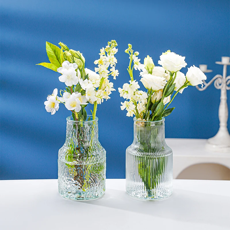 【斯威迩出品】高颜值简约透明玻璃竖条纹花瓶放客厅餐厅卧室通用