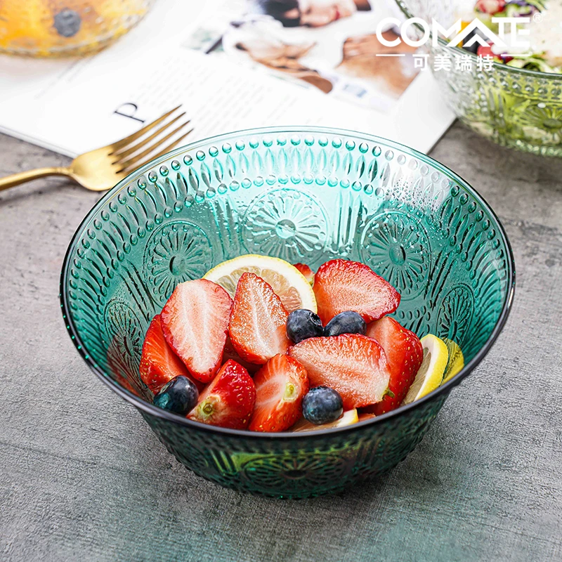【宠粉专享】墨绿色高颜值800ML玻璃沙拉大碗家用玻璃碗沙拉碗