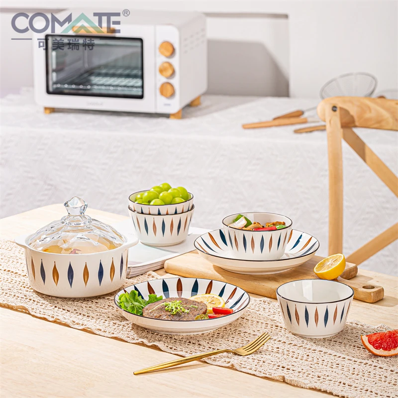 【宠粉福利】高颜值千叶草创意陶瓷煲欧式碗盘套装可进微波炉烤箱