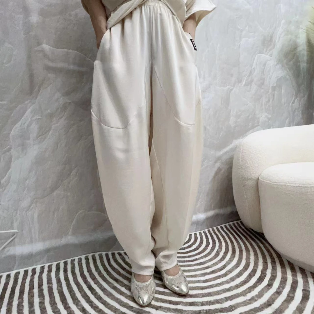 工厂F2023夏季新款港风系带宽松韩版休闲时尚显瘦洋气哈伦裤