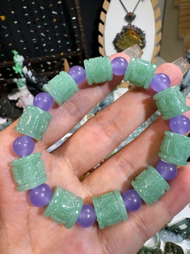 满绿 六字真言手串