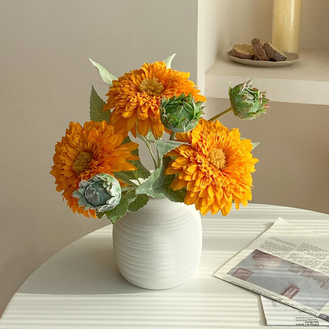 仿真花泰迪向日葵花装饰餐桌花摆件假花摆件仿真花束