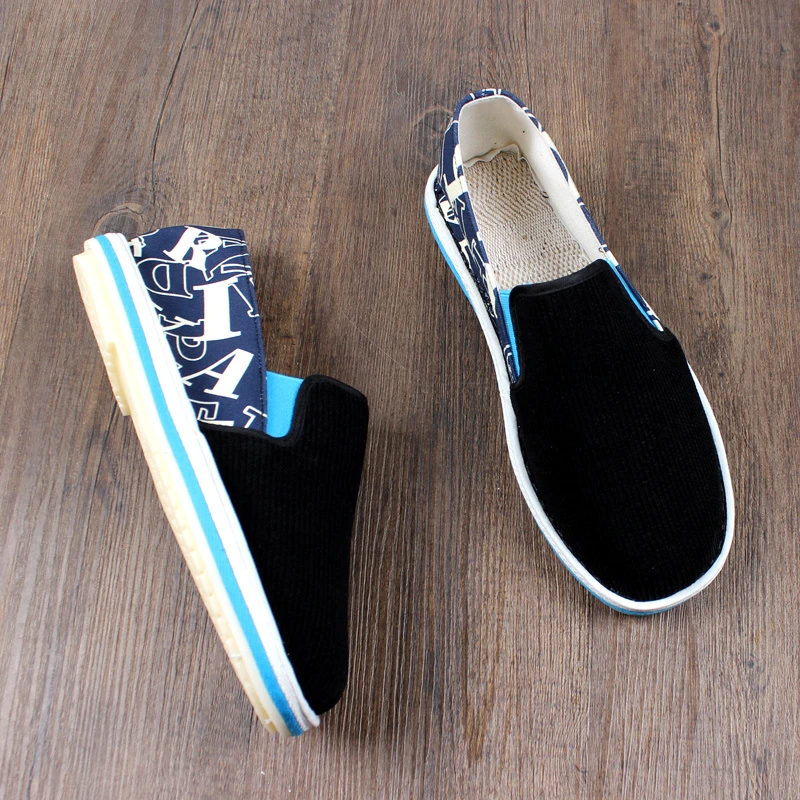 夏季新款老北京布鞋男款灯芯绒软底透气手工千层底高档一脚蹬男士