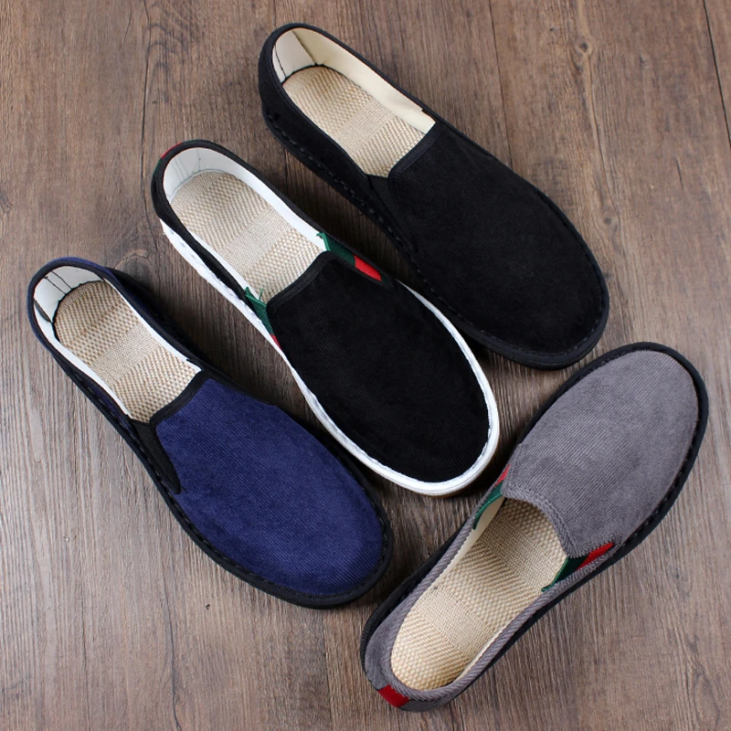 老北京布鞋男透气灯芯绒手工软底舒适牛筋底男士劳保工作休闲轻便