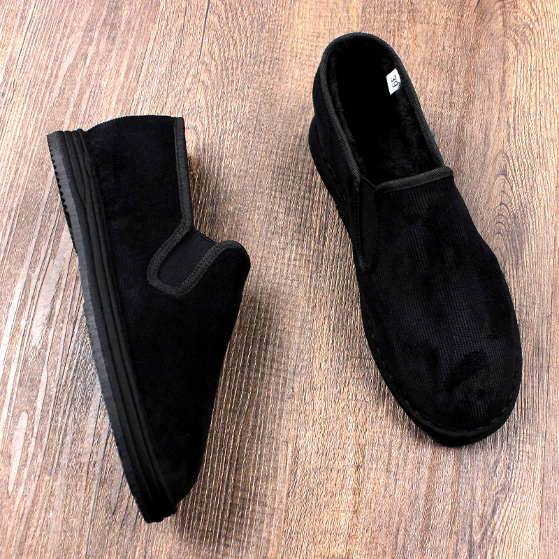 冬季棉鞋男2025新款老北京布鞋男款加绒加厚一脚蹬保暖高档灯芯绒