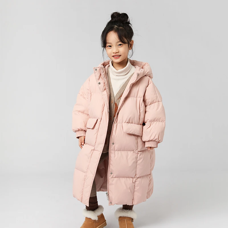 21275儿童羽绒服女童中长款加厚宽松款胖小孩子男童羽绒服中大童