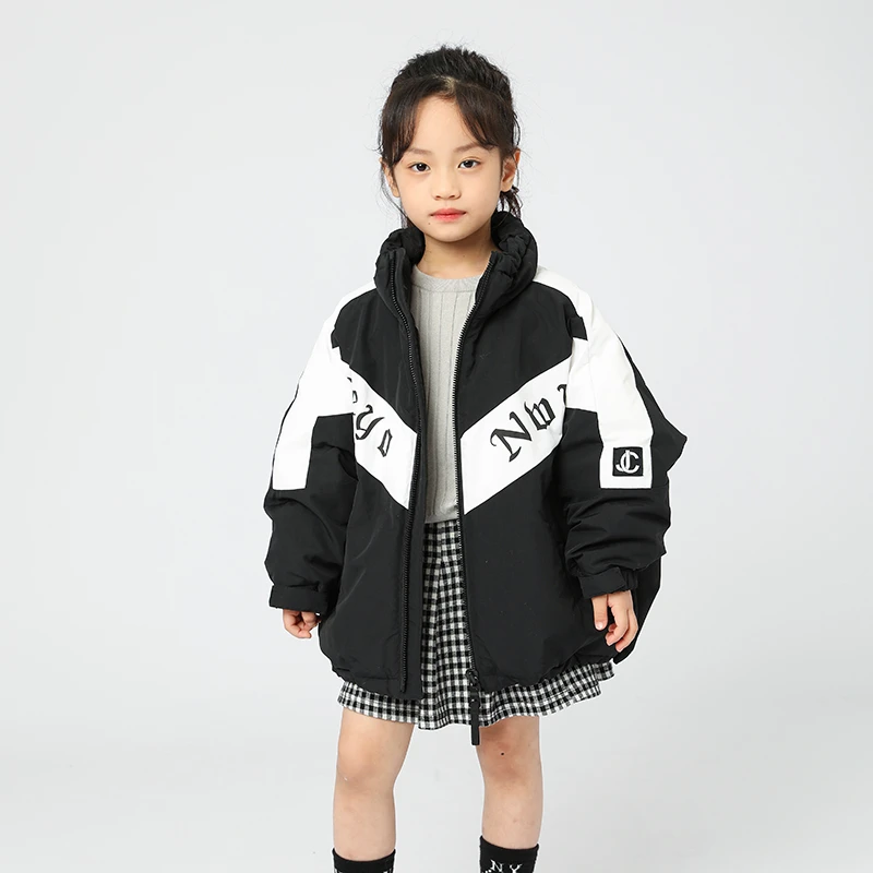 21253男女童羽绒服中大童2022冬季新款拼色运动风羽绒短款外套