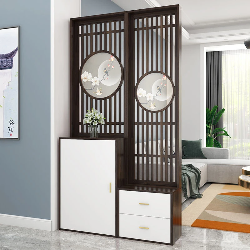 入户屏风隔断进门遮挡客厅简约现代装饰实木玄关柜鞋柜轻奢家具Q