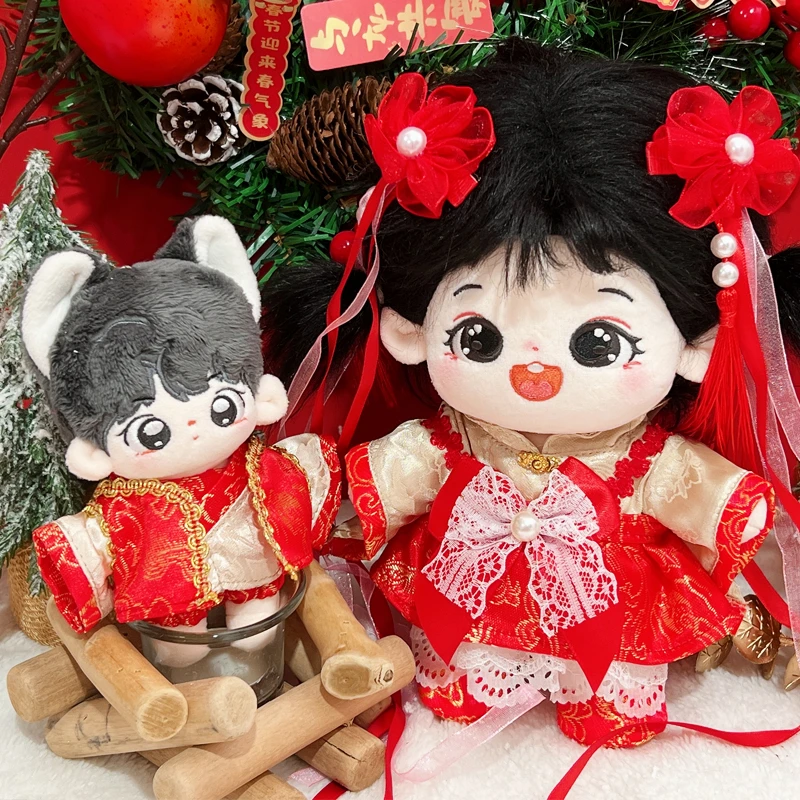 棉花娃娃娃衣10cm20CM玩偶公仔衣服可爱新年服拜年服圣诞服装配件