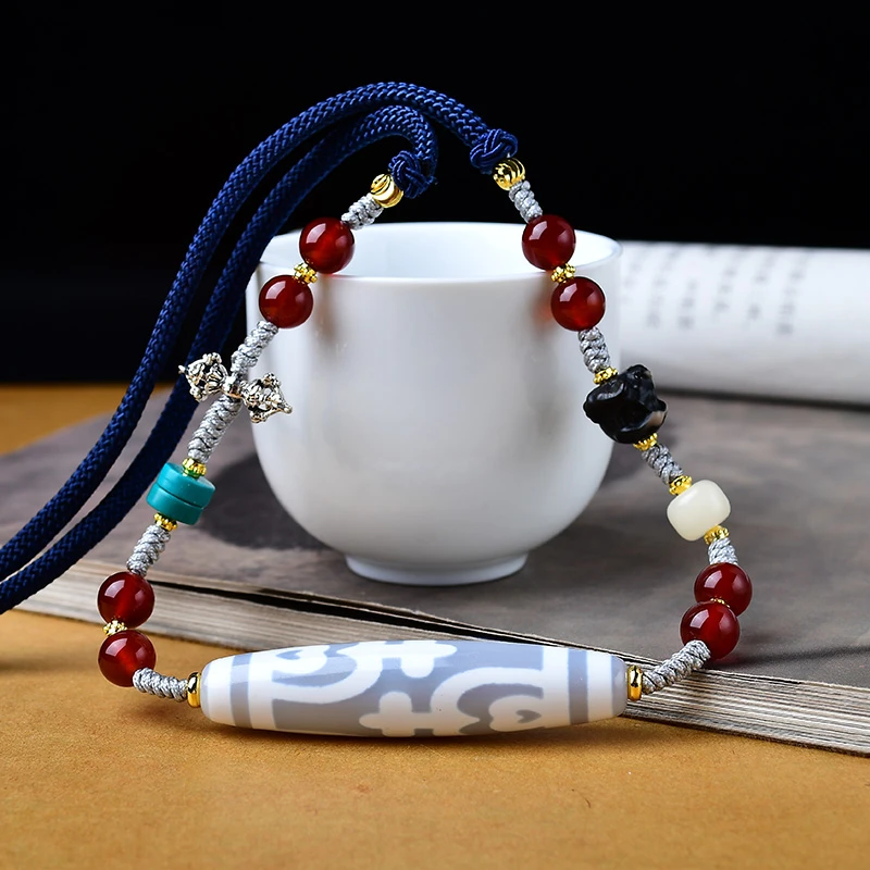 夸恩 玛瑙宝瓶项链尺寸约58*13mm简单款手工编绳情侣简约精美包装