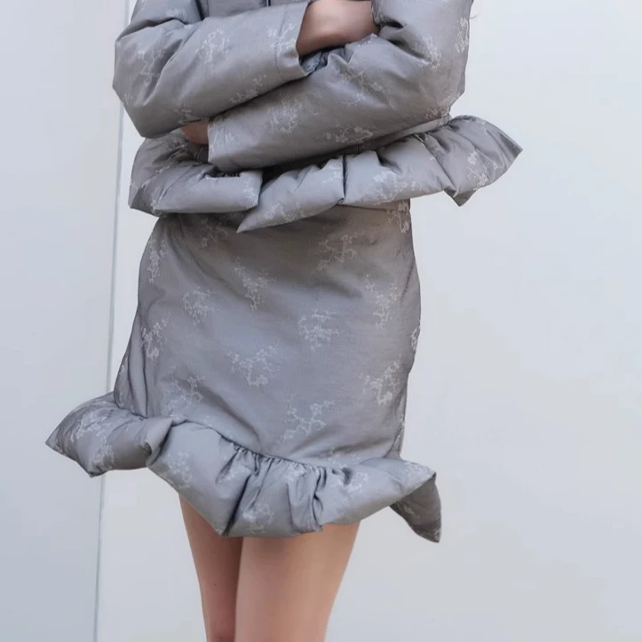 1127制造后花园*未来感金属光泽印花半裙