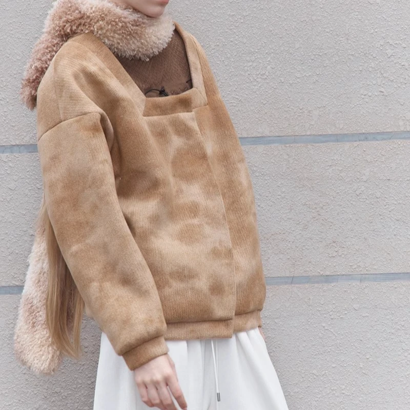 0301制造后花园*Lonesome系列慵懒感针织扎染垮肩袖外套