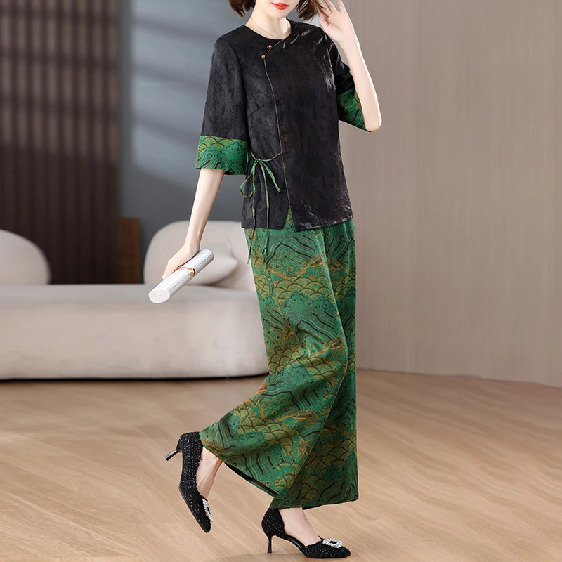 套装旗袍出行新中式上衣高端洋气品牌阔腿裤裙子网红洋气炸街女装