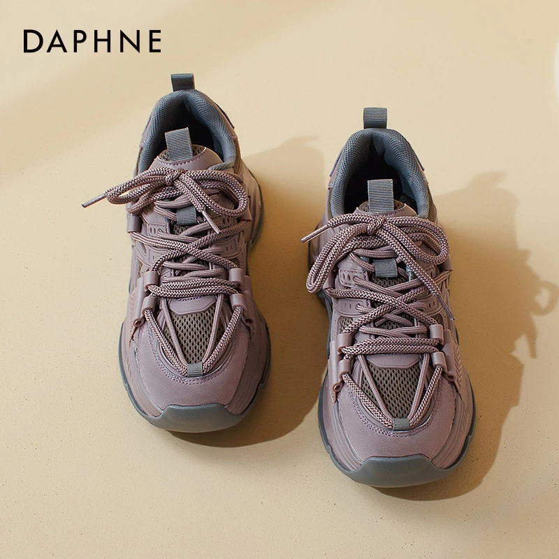 达芙妮老爹鞋女款2025春季百搭鞋子女复古小众厚底休闲运动鞋