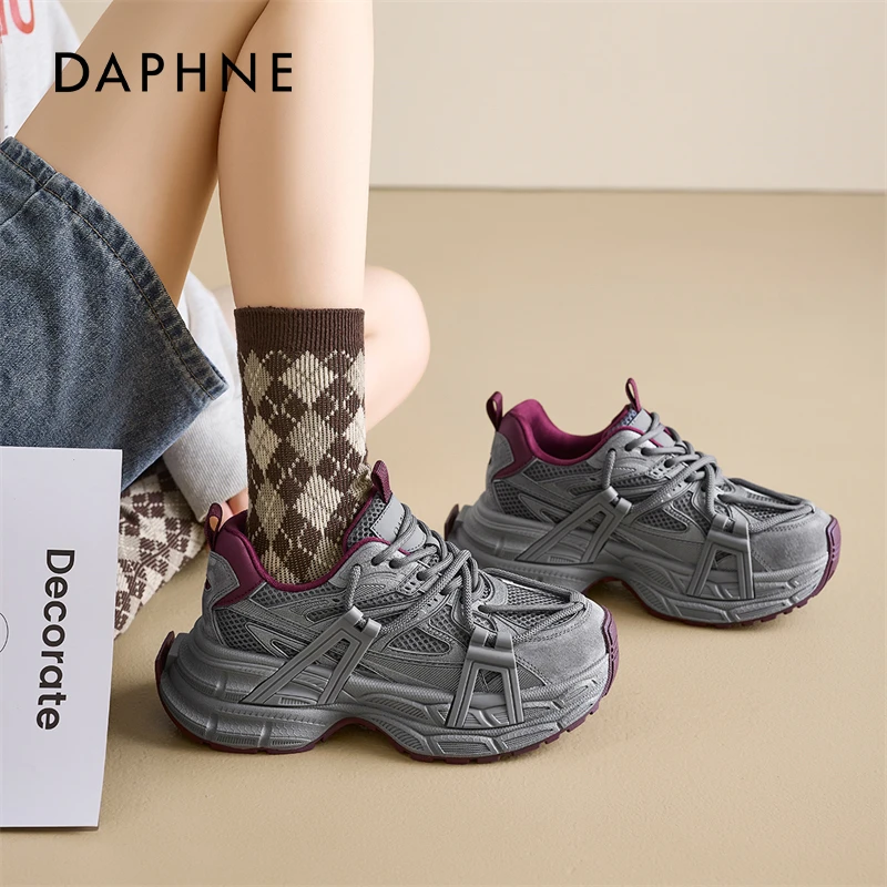 达芙妮厚底老爹鞋女款2025新款春季百搭休闲运动鞋增高轻便登山鞋