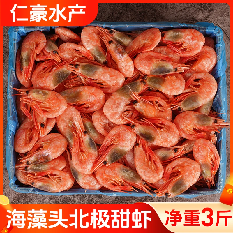 【海藻头丹麦北极虾】净重3斤 实惠装北极虾 仁豪水产