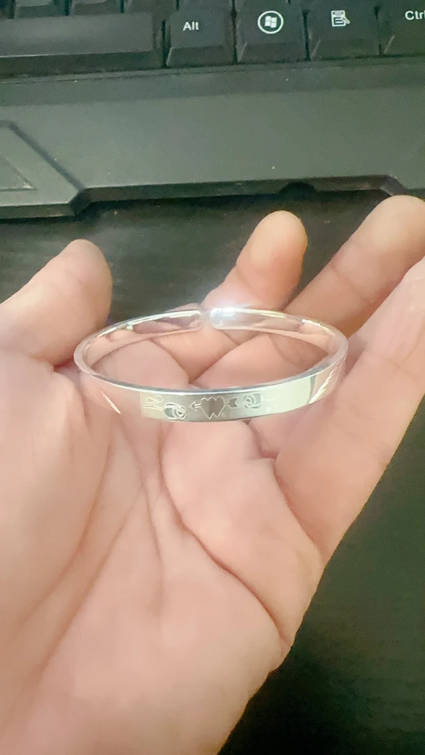 足银手镯 足银玫瑰花手镯（开口）