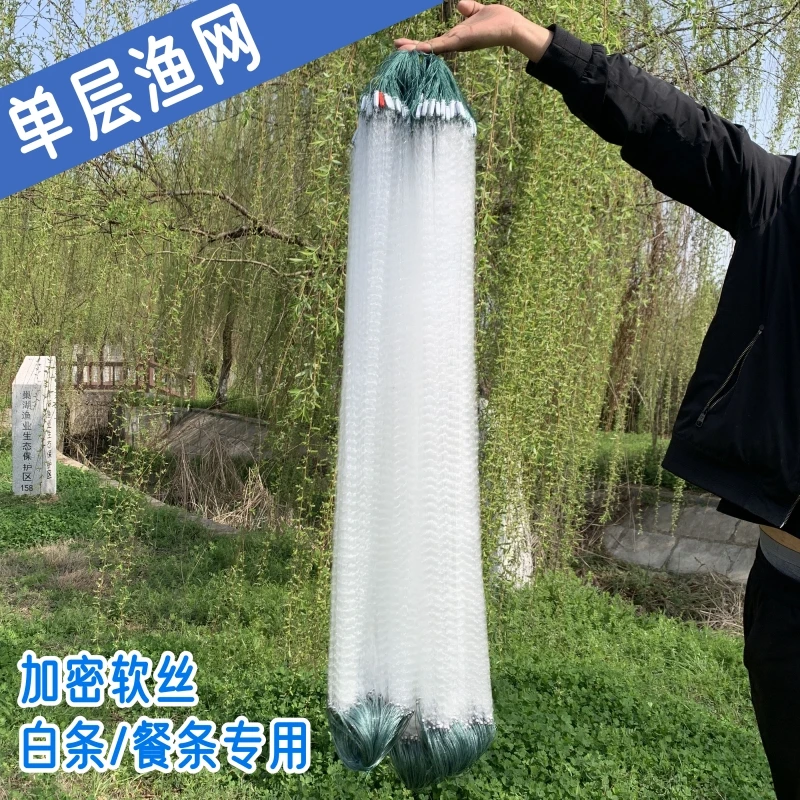 单层渔网粘网白条专用鱼网大全丝网浮网沉网1指捕鱼条沾小鱼网柔