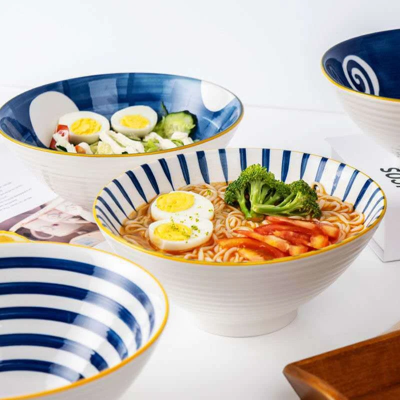 新疆包邮-窑匠青谣日式拉面碗汤碗创意沙拉碗陶瓷拌面泡面大碗