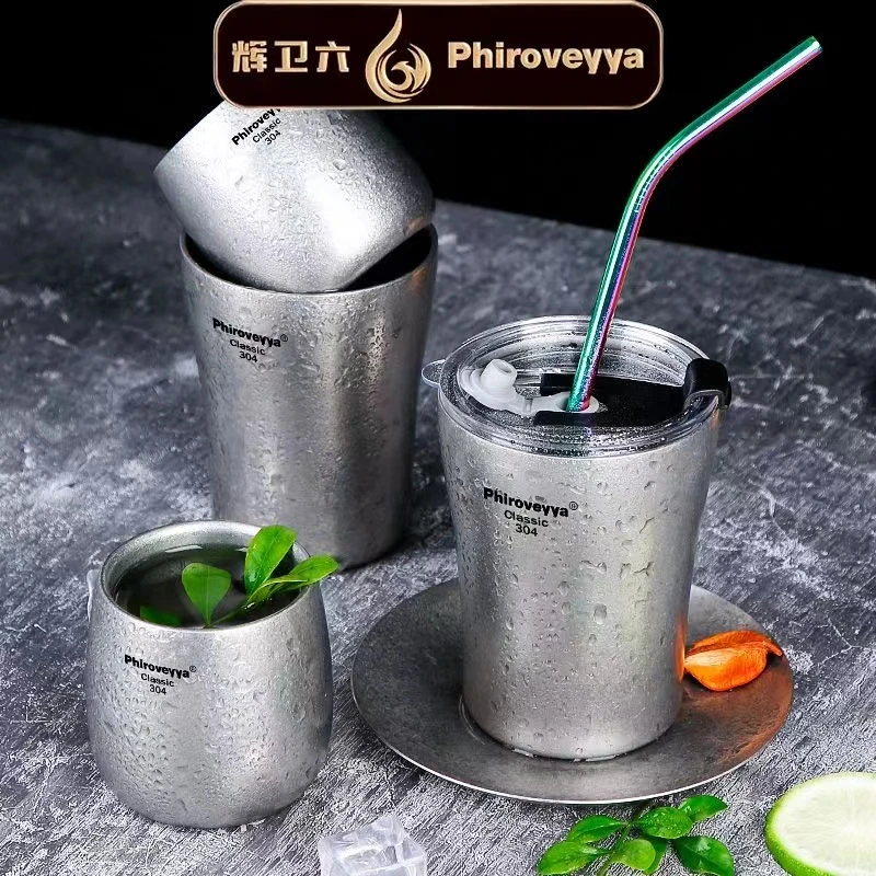 经典马克杯咖啡杯304不锈钢户外野餐杯子防烫茶杯工业风水杯酒杯