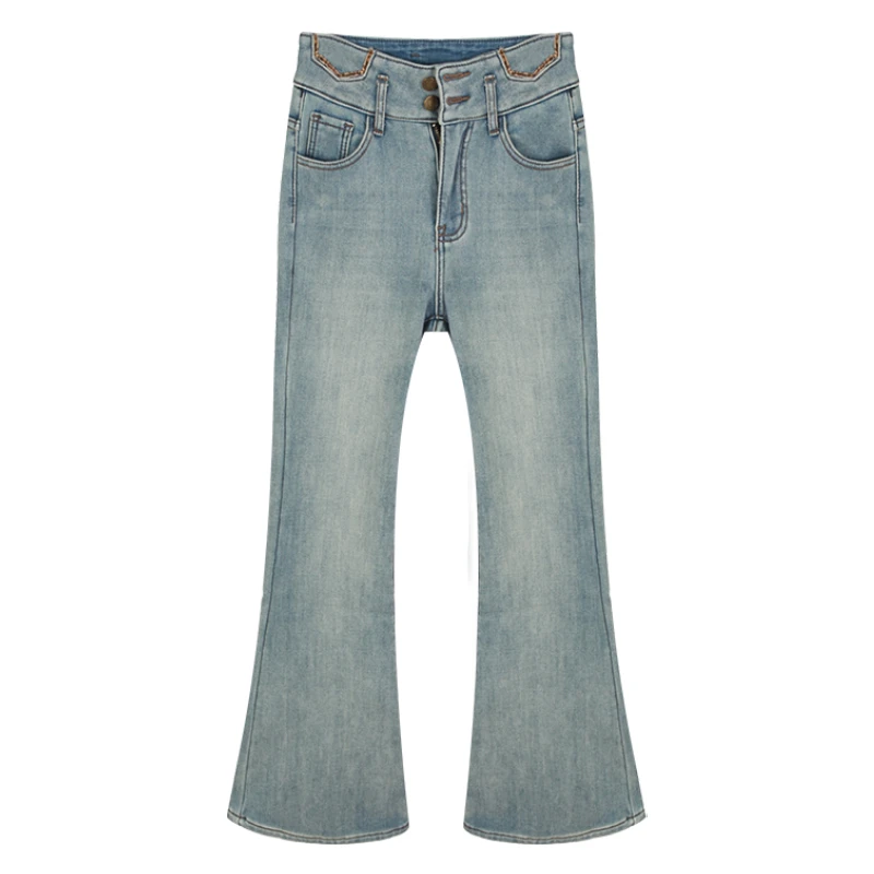 「高段位」加绒牛仔裤显瘦Q4NZK8504A高腰直筒时休闲阔腿百搭秋冬季