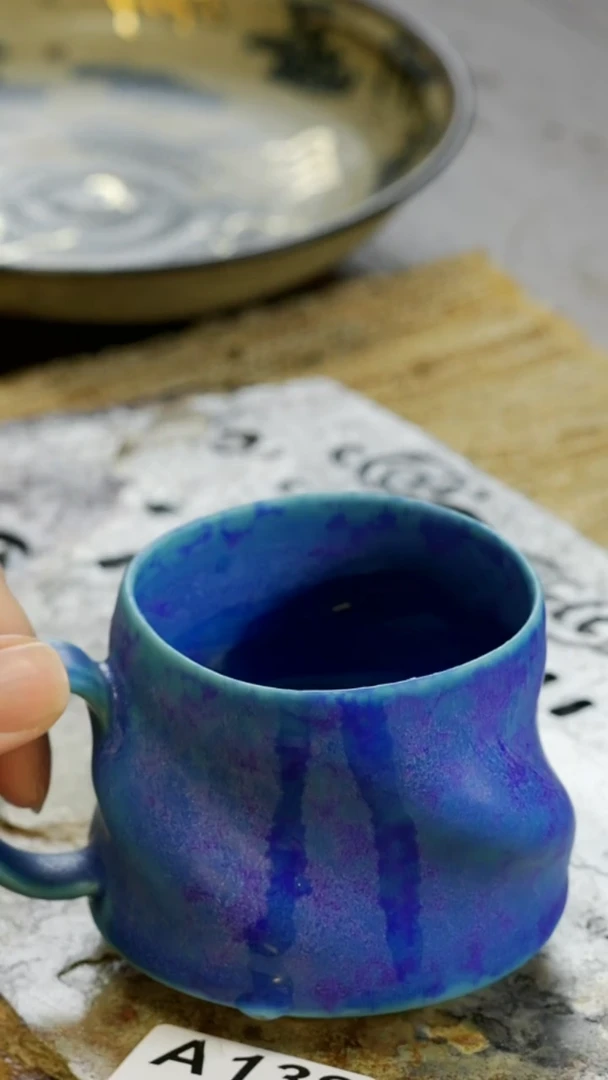 【闪购商品】陶瓷高温窑变原矿蓝马克杯138高温窑变原矿蓝