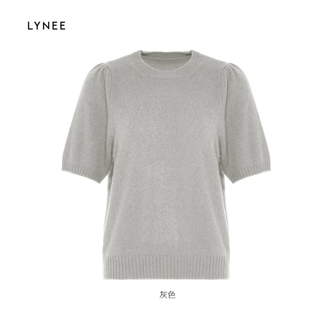 LYNEE 圆领套头短袖套衫针织毛衣针织衫 LGD2DAK089