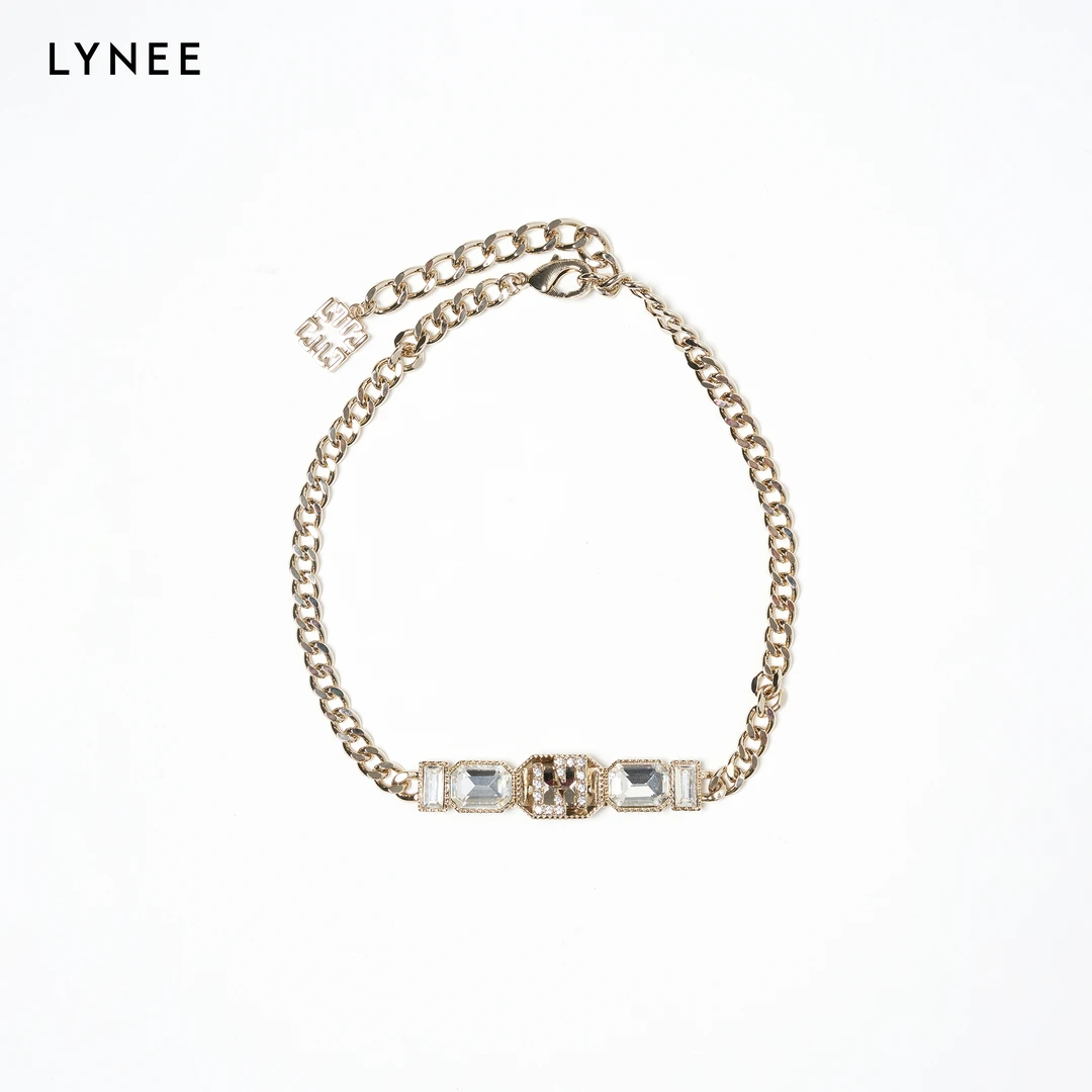 铜合金项链 LYNEE 水晶手工LOGO颈链 LAD2ESA014