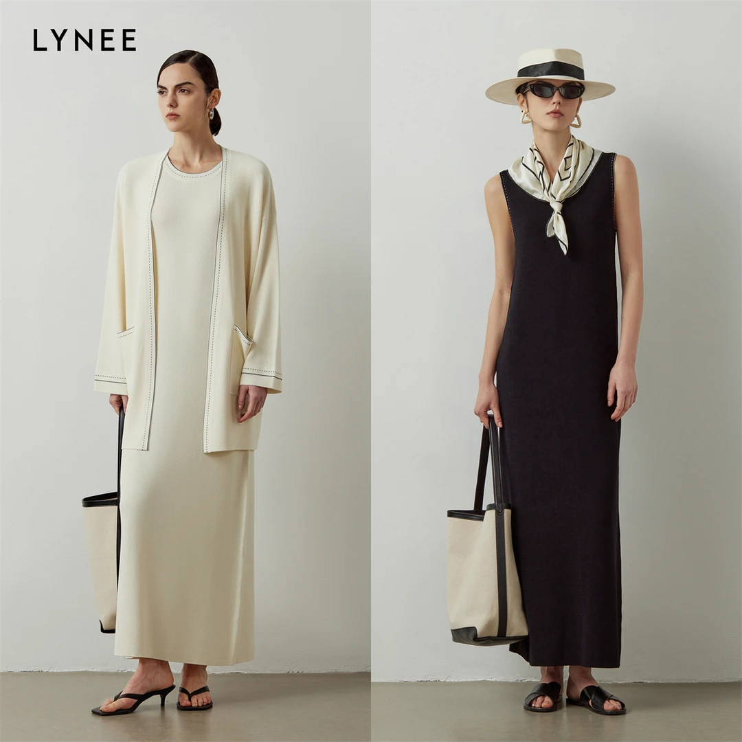 LYNEE【星线好物】撞色背心式弹力无袖针织连衣裙 LGD2ESK066