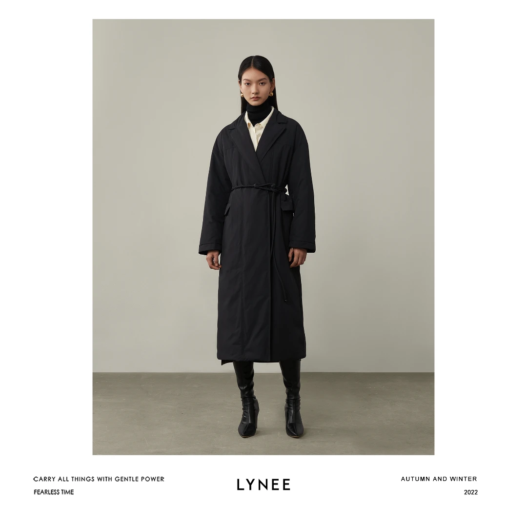LYNEE 西装领长款羽绒服外套女 LGD2CAQ297