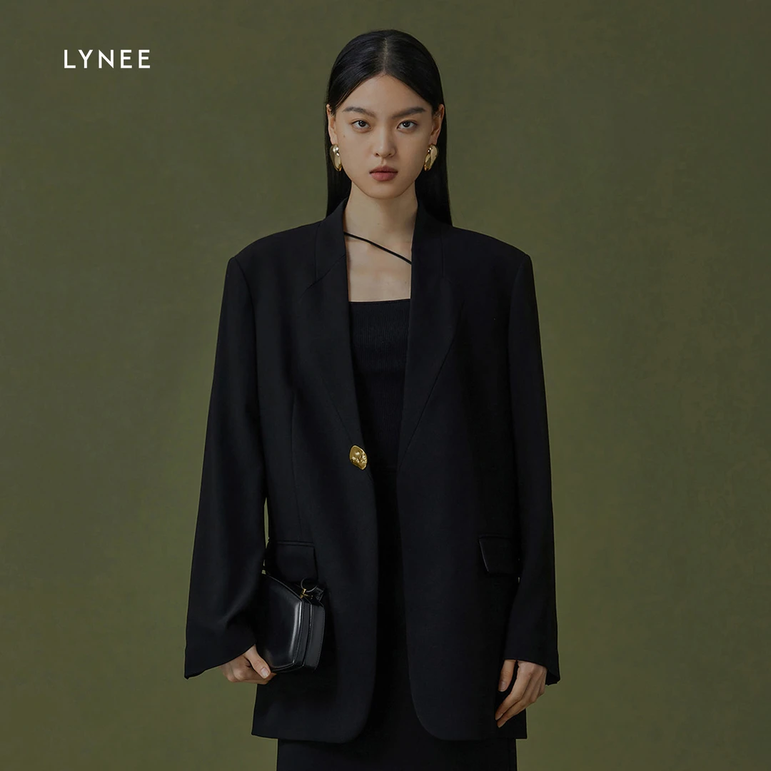 LYNEE 通勤休闲简约假领宽松西装女 LGD2DSW279