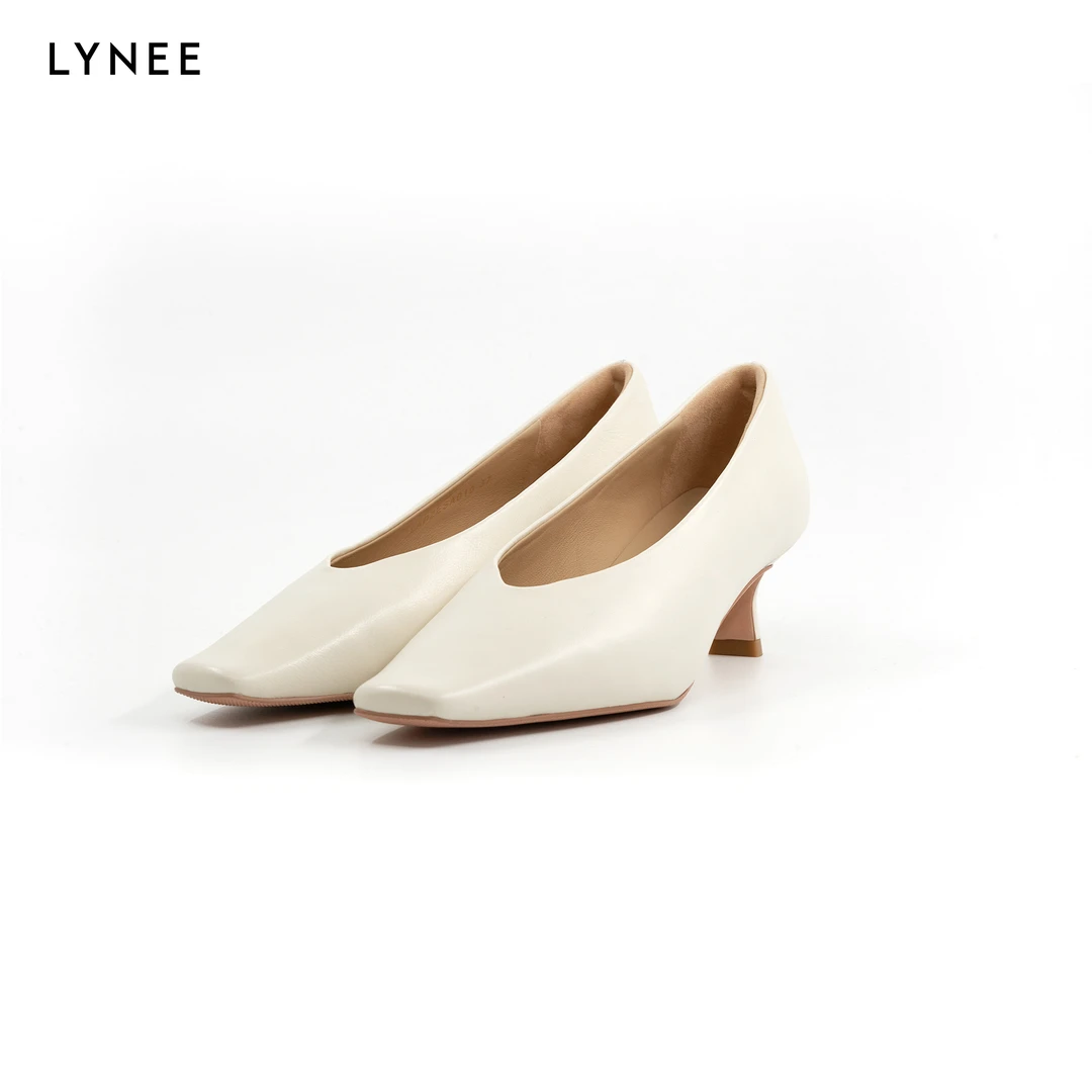 LYNEE 气质小方头浅口酒杯跟中跟粗跟鞋舒适百搭通勤LAD2ESA010