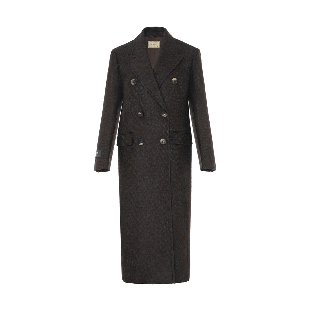 LYNEE【金标系列】意大利进口肌理感双排扣直身大衣LGD2EAW141