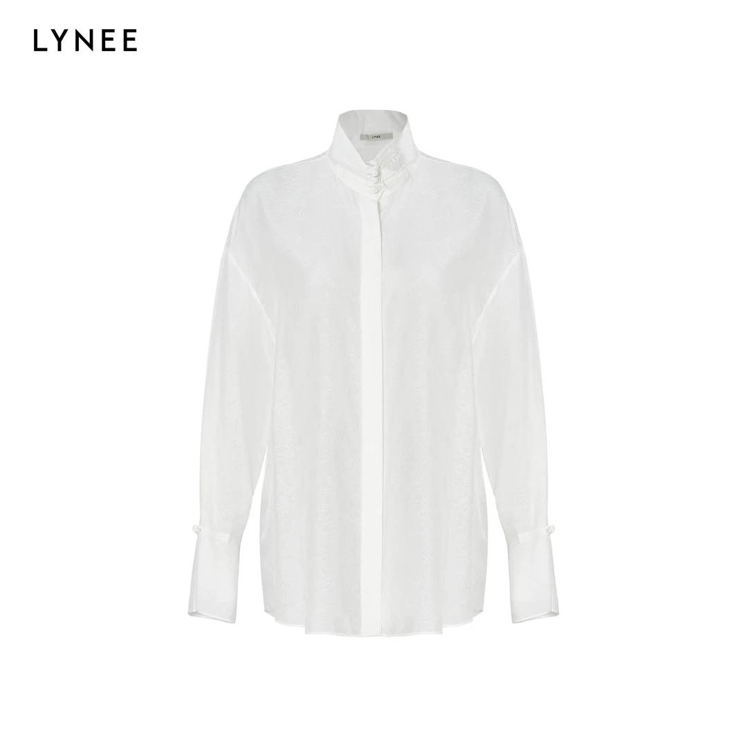LYNEE 新中式立领休闲衬衫透气衬衣女长袖纯色休闲时尚LGD2ESW226
