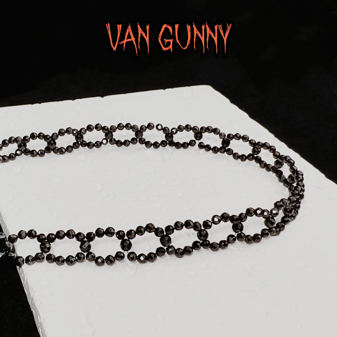 Van Gunny/万古尼《黑尖晶蕾丝》32cm+5时尚精美编织个性气质项链