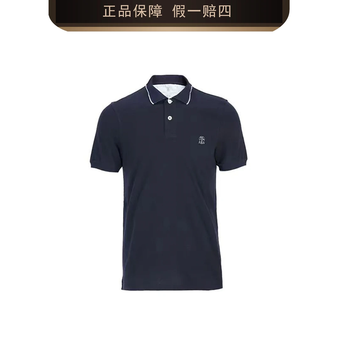 Brunello Cucinelli夏季男款黑色修身印花圆领T恤衫2331002
