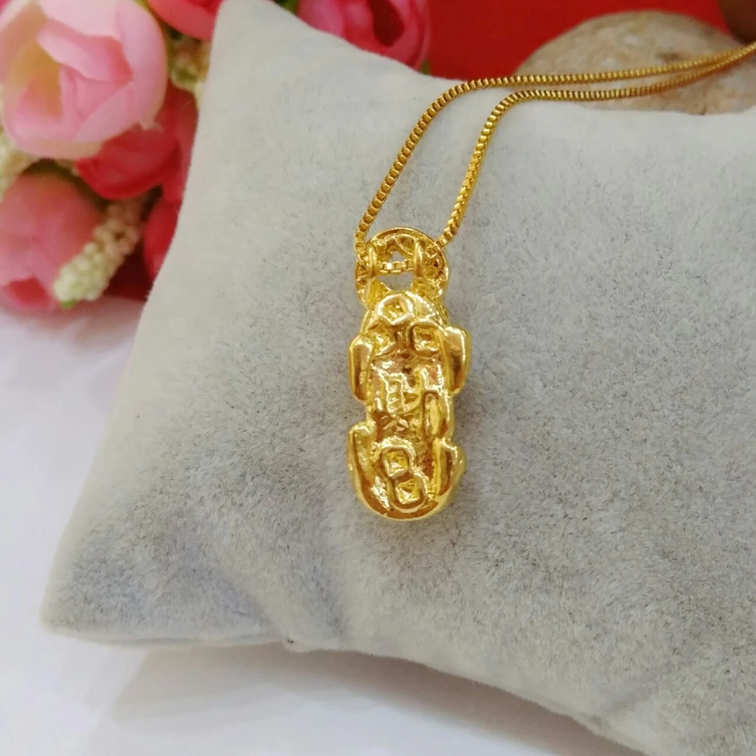 合金项链 时尚精致百搭新款黄金色貔貅项链女款 精美古法素款坠链