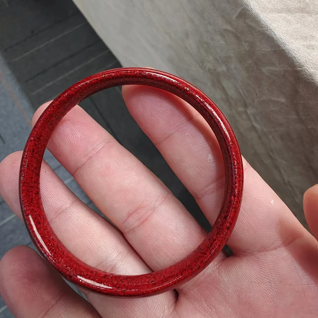 含辰砂工艺品晶体砂 朱砂宽版手镯